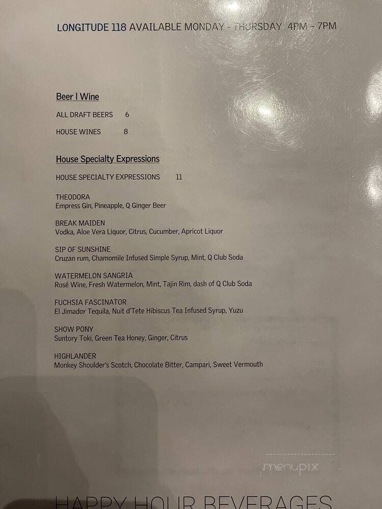 Longitude 118 - Arcadia, CA menu_pic