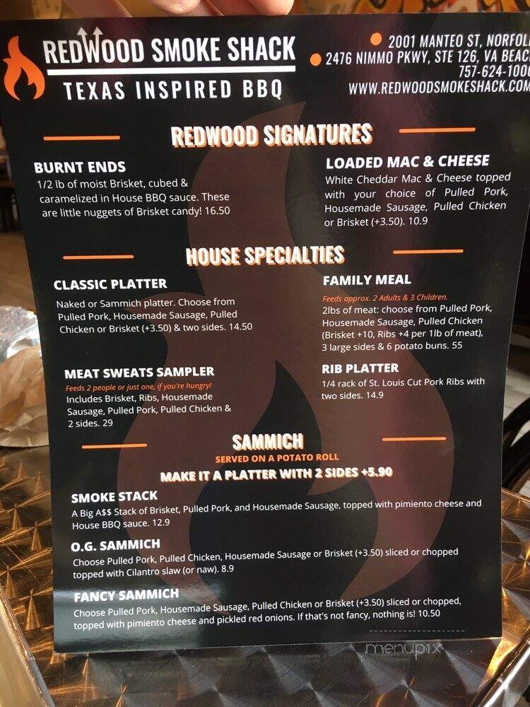 Redwood Smoke Shack - Virginia Beach, VA menu_pic