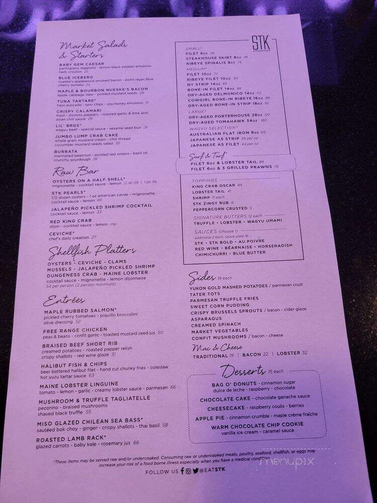 Stk Steakhouse Bellevue - Bellevue, WA menu_pic