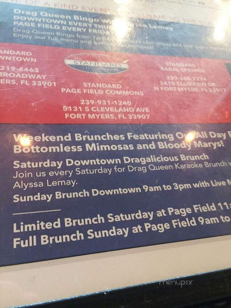 The Standard - Fort Myers, FL menu_pic