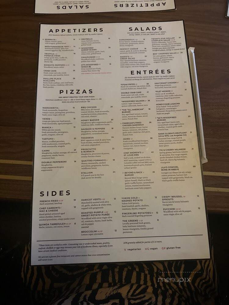 800 Degree Woodfired Kitchen - Charlotte, NC menu_pic