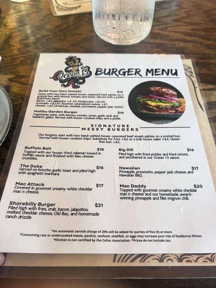 Ocean 13 - Ocean City, MD menu_pic