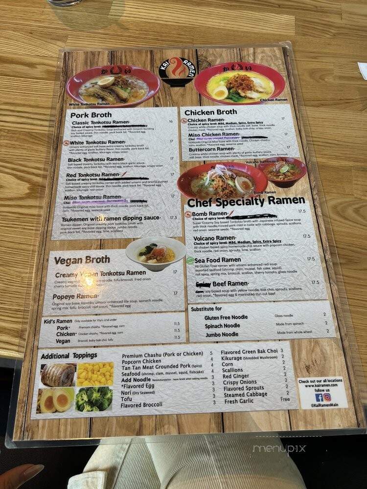 Kai Ramen - San Fernando Valley, CA menu_pic