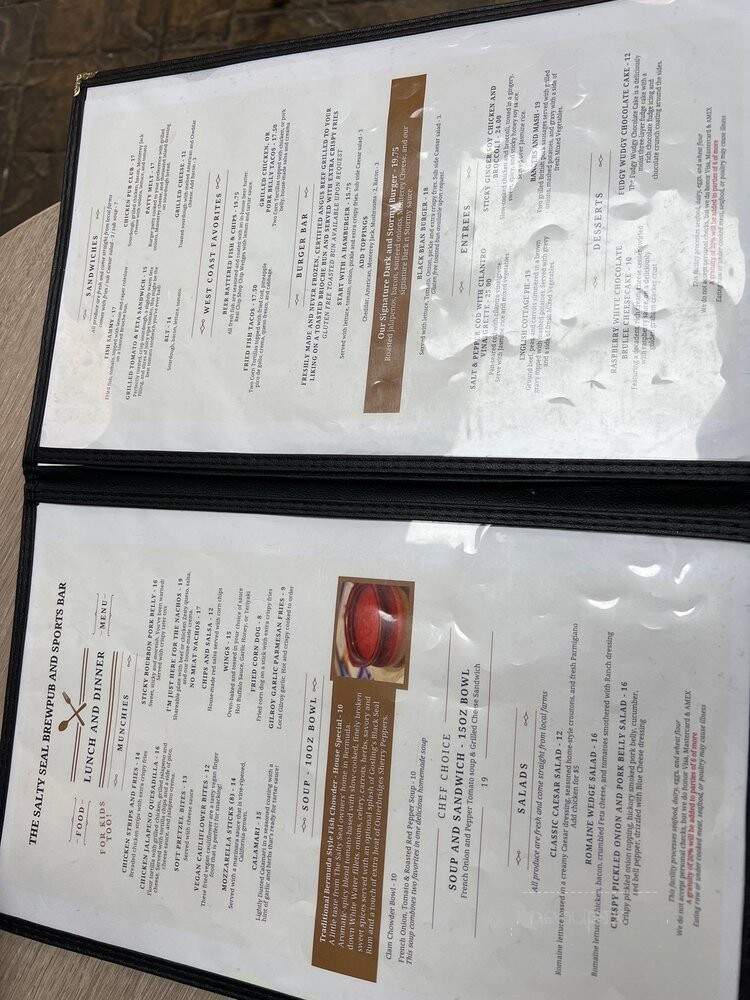 The Salty Seal Brewpub and Sports Bar - Monterey, CA menu_pic