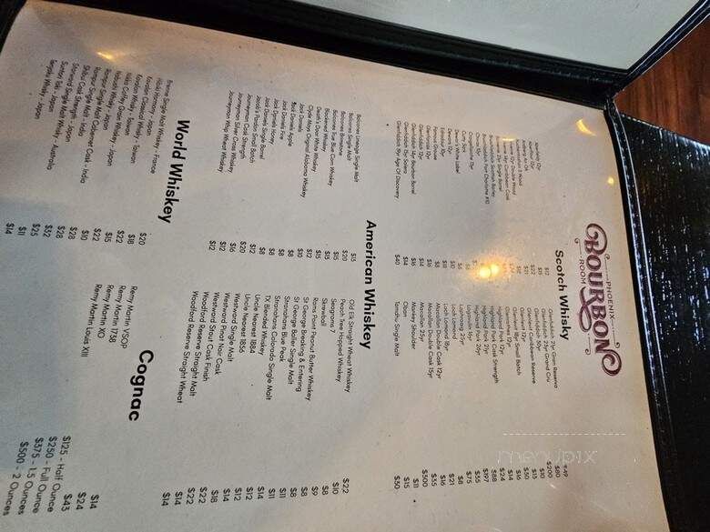 Phoenix Bourbon Room - Phoenix, AZ menu_pic