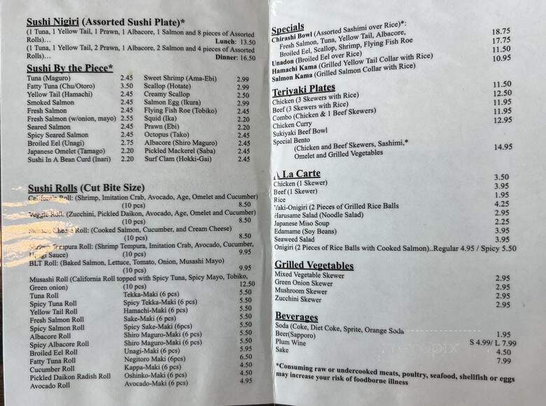 Musashi's - Kent, WA menu_pic
