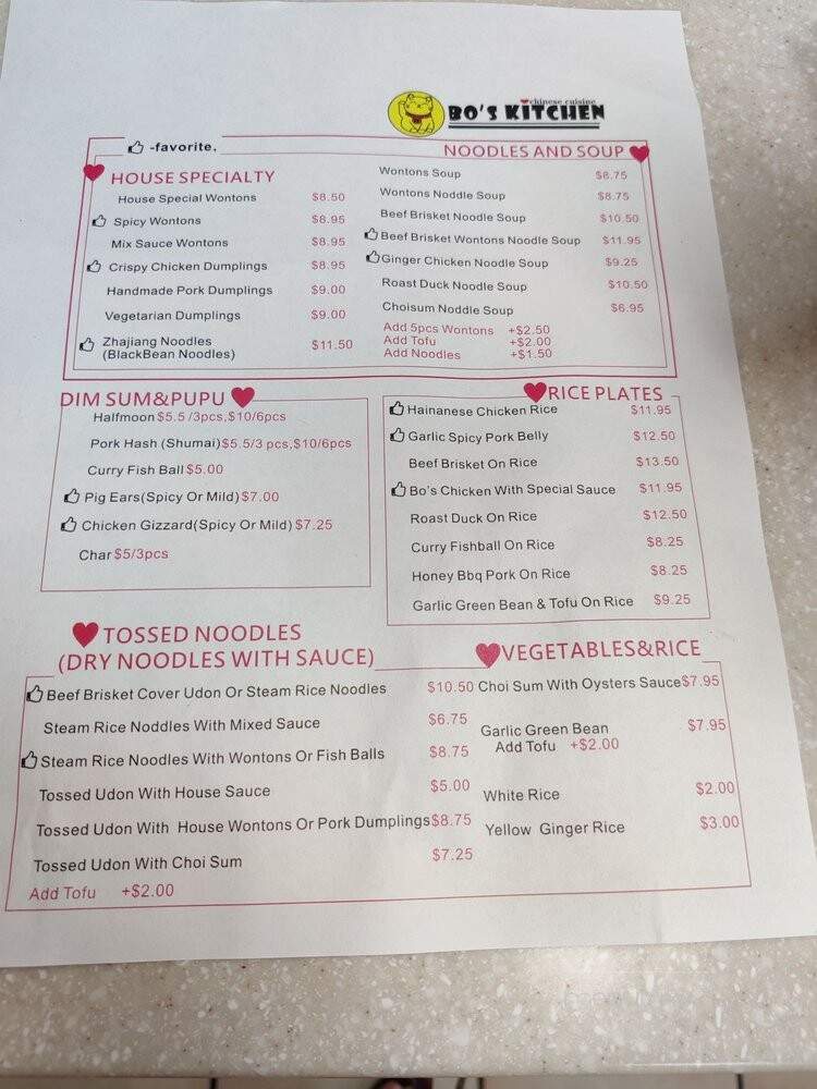 Bo's Kitchen - Aiea, HI menu_pic