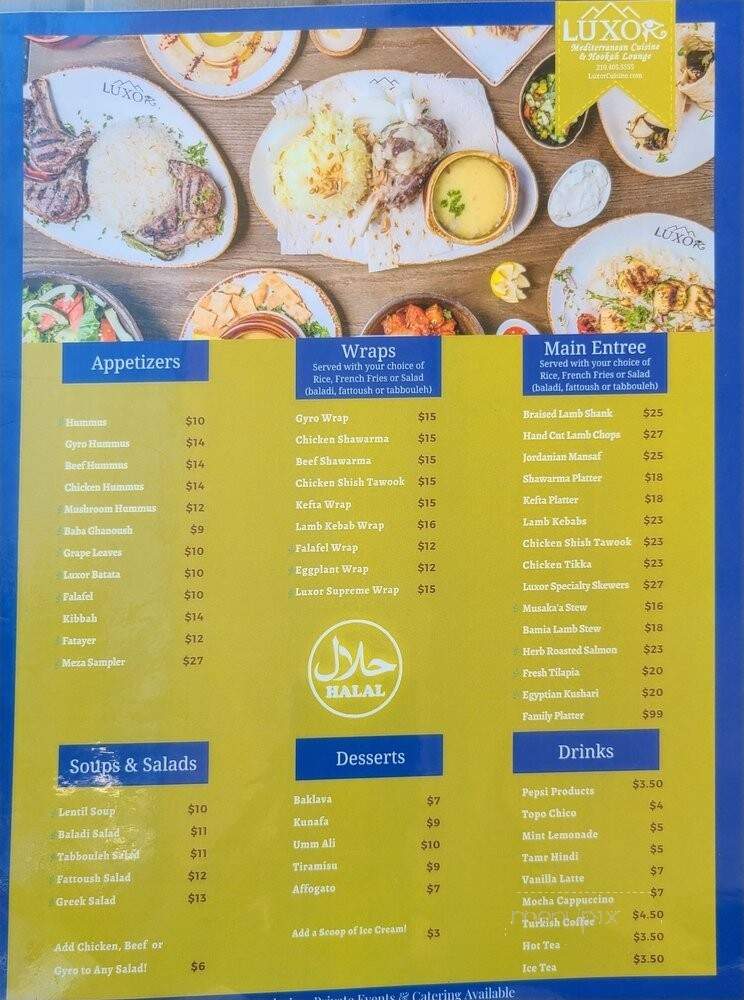 Luxor Mediterranean Cuisine - San Antonio, TX menu_pic