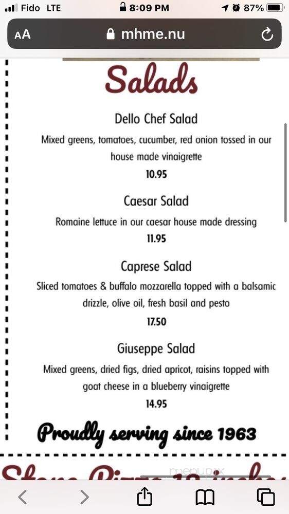 Mt Vesuvios Ristorante - Brampton, ON menu_pic