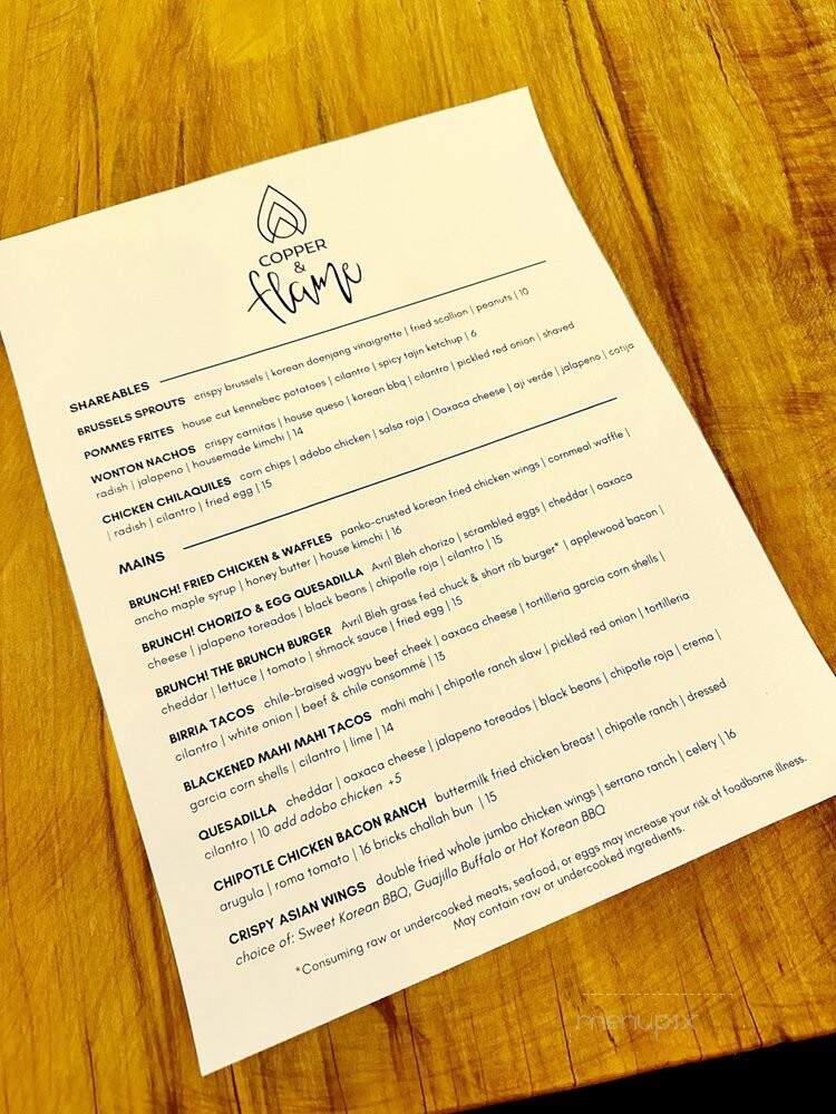 Copper & Flame - Cincinnati, OH menu_pic