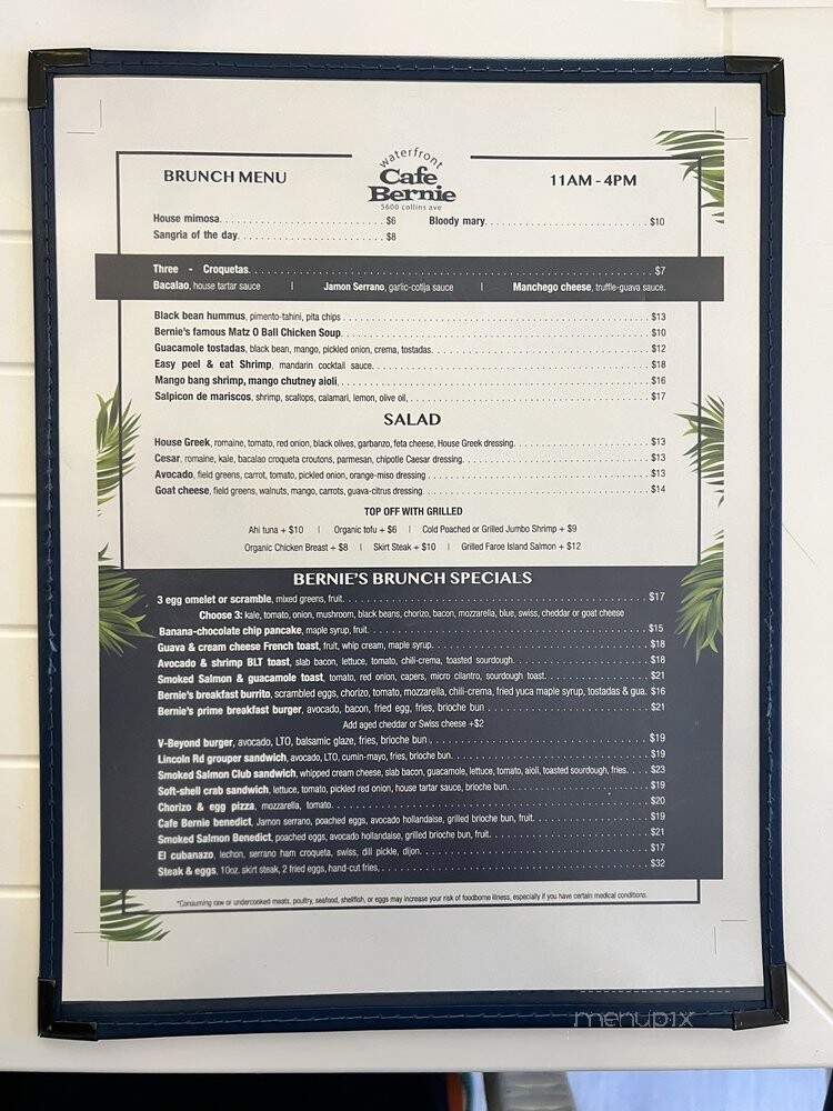 Cafe Bernie - Miami Beach, FL menu_pic