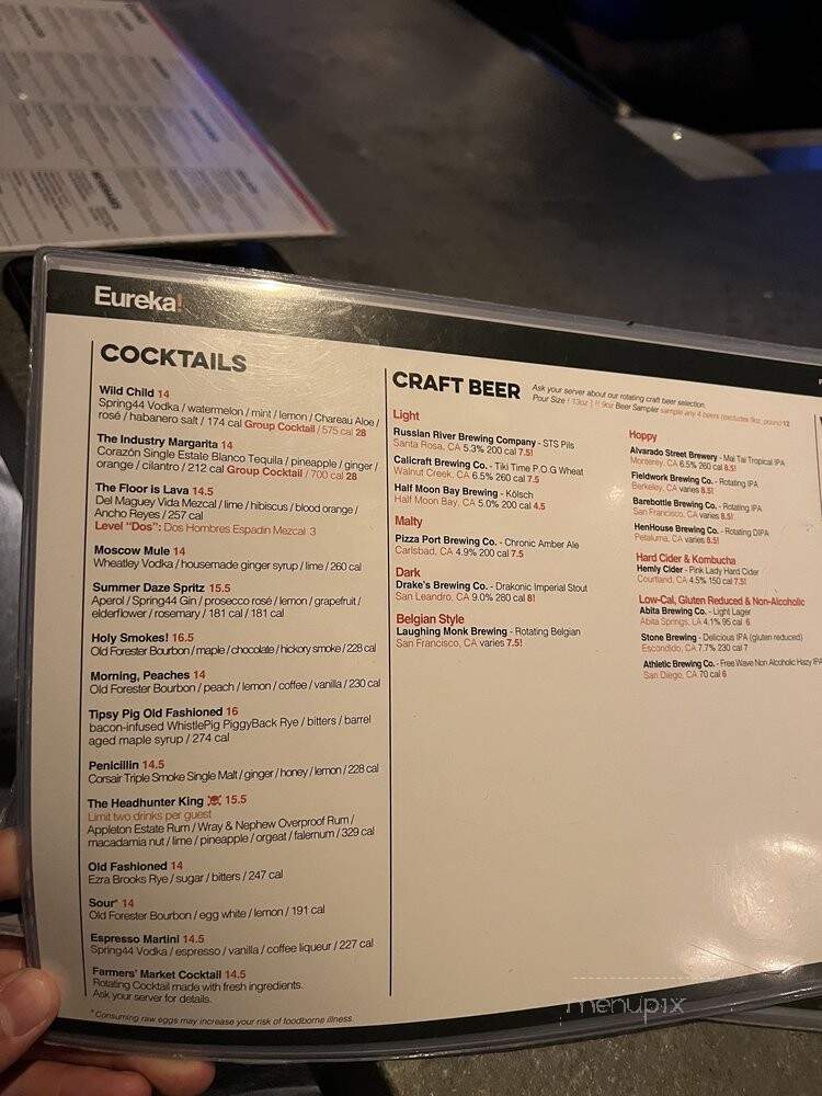 Eureka - Santa Clara, CA menu_pic