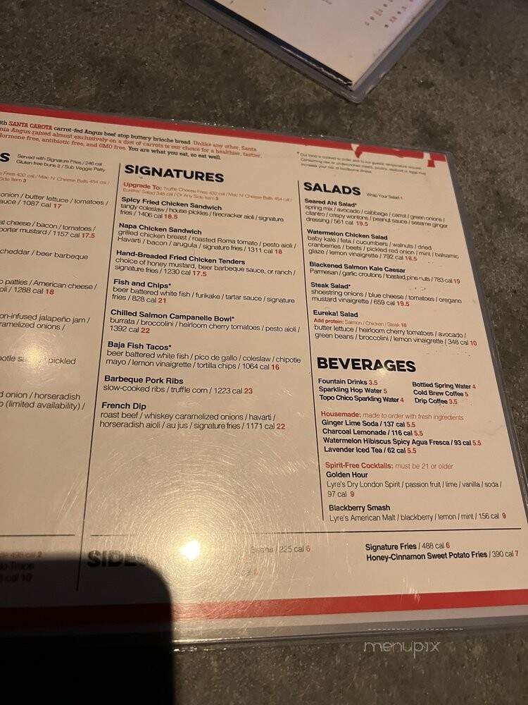 Eureka - Santa Clara, CA menu_pic
