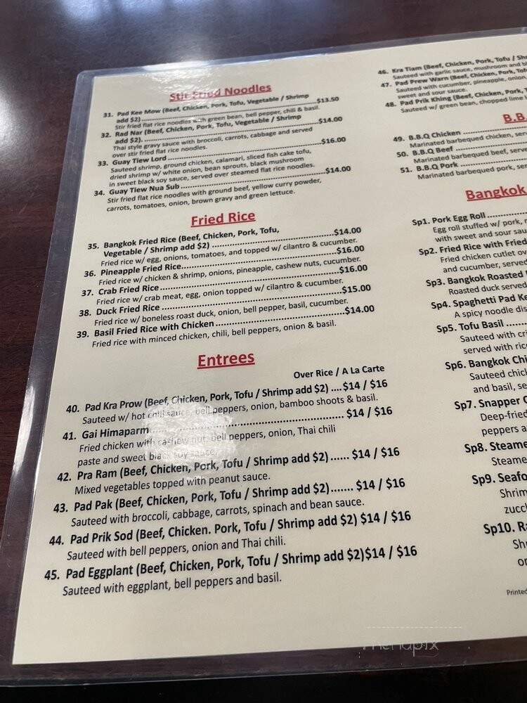 Bangkok House Thai Noodles - San Francisco, CA menu_pic