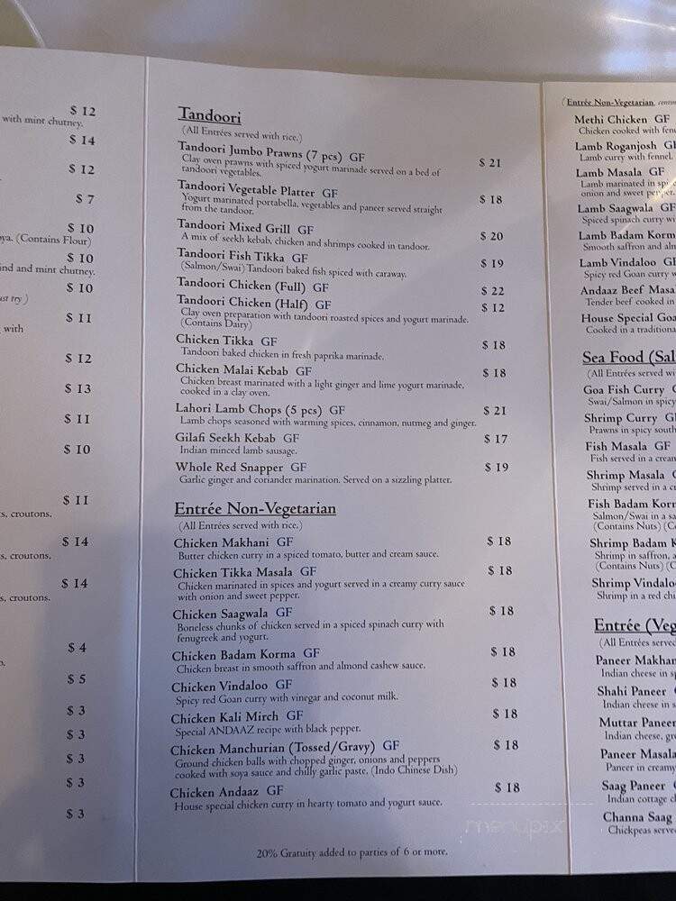 Andaaz - Asheville, NC menu_pic