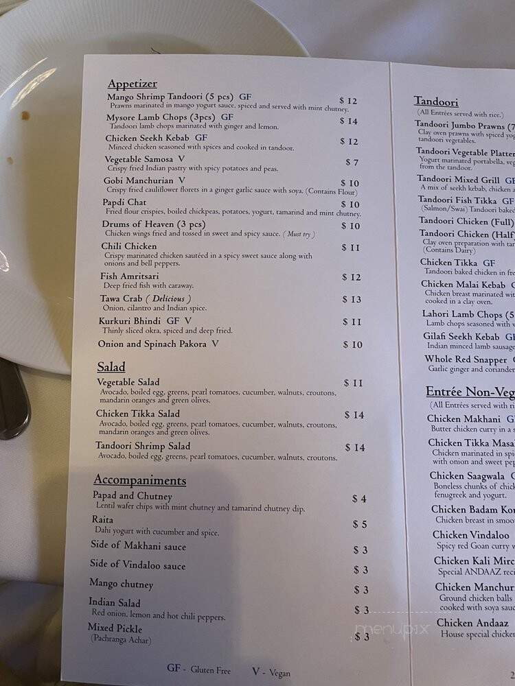 Andaaz - Asheville, NC menu_pic