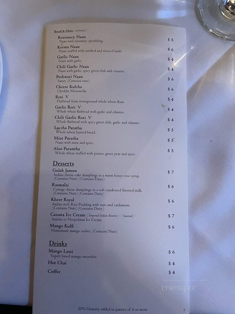 Andaaz - Asheville, NC menu_pic