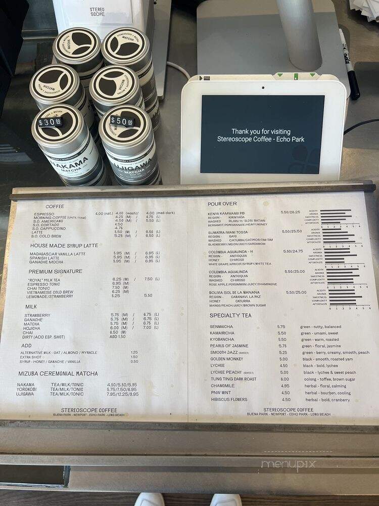 Stereoscope Coffee Company - Los Angeles, CA menu_pic