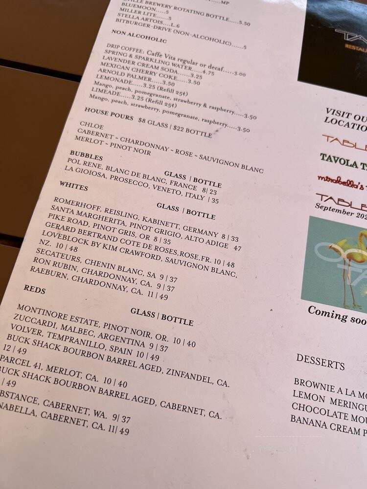 Table - Bentonville, AR menu_pic
