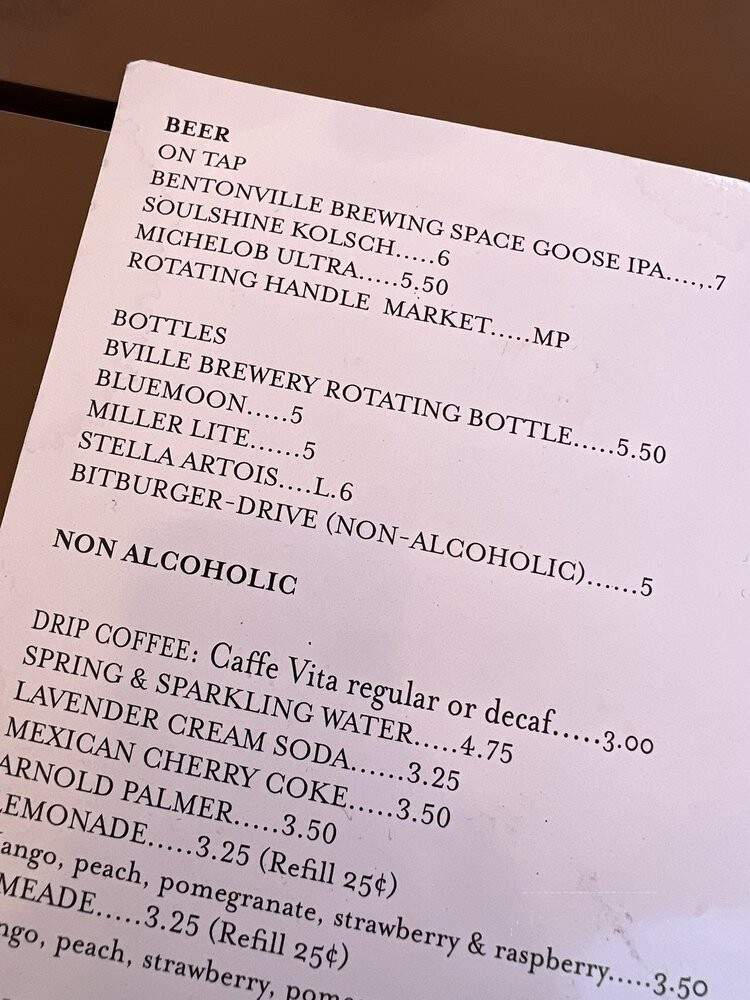 Table - Bentonville, AR menu_pic