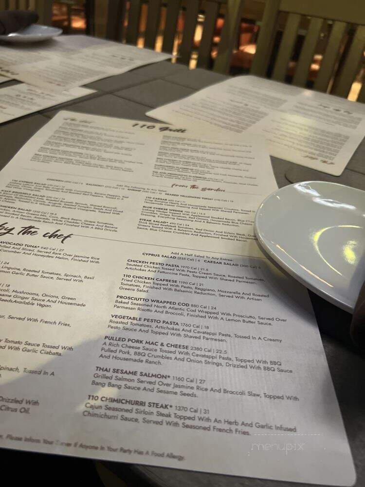 110 Grill - Malden, MA menu_pic
