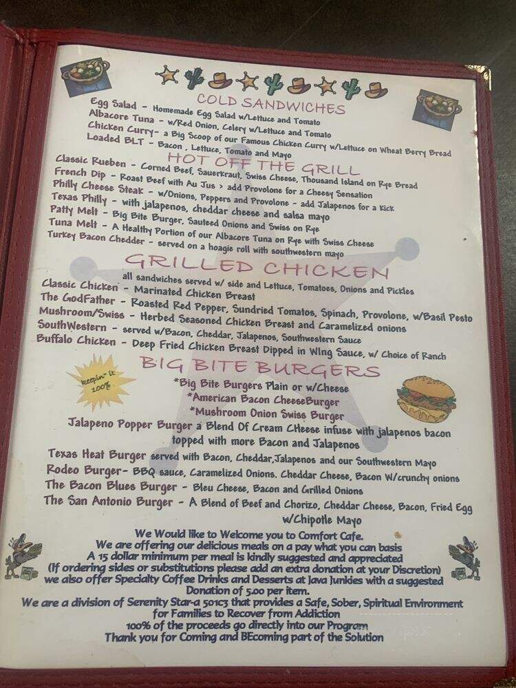 Comfort Cafe East - San Antonio, TX menu_pic