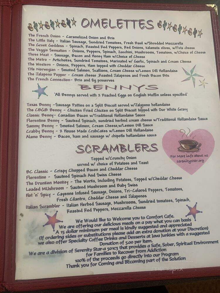 Comfort Cafe East - San Antonio, TX menu_pic