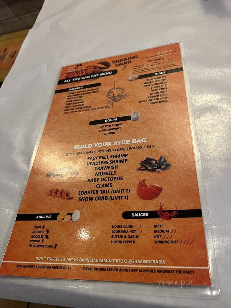 Shaking Crab - Las Vegas, NV menu_pic