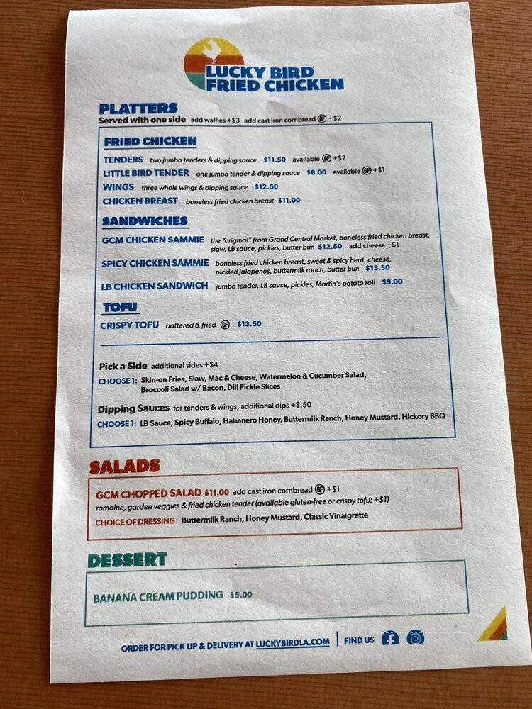 Lucky Bird Fried Chicken - Los Angeles, CA menu_pic