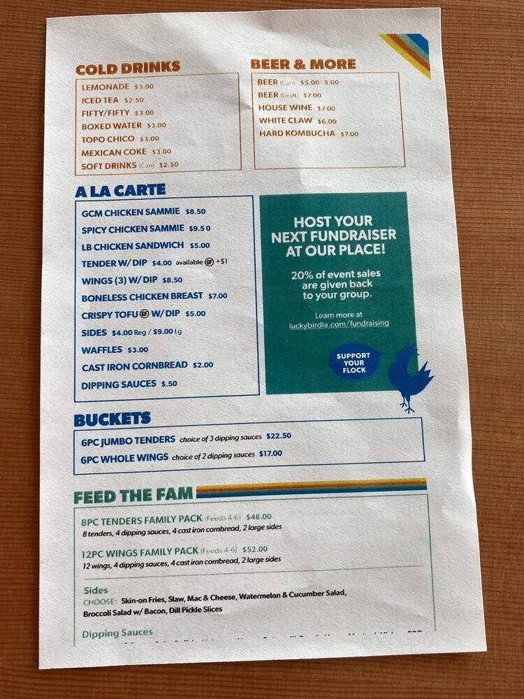 Lucky Bird Fried Chicken - Los Angeles, CA menu_pic