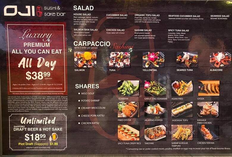 Oji Sushi & Bar - Costa Mesa, CA menu_pic