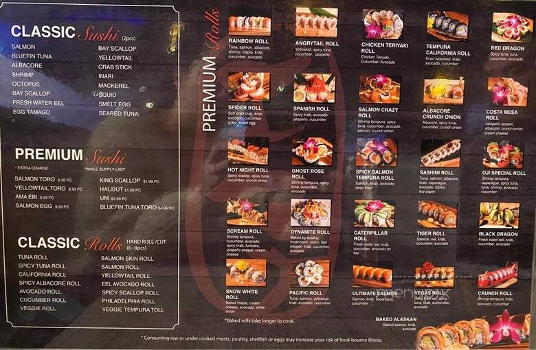 Oji Sushi & Bar - Costa Mesa, CA menu_pic