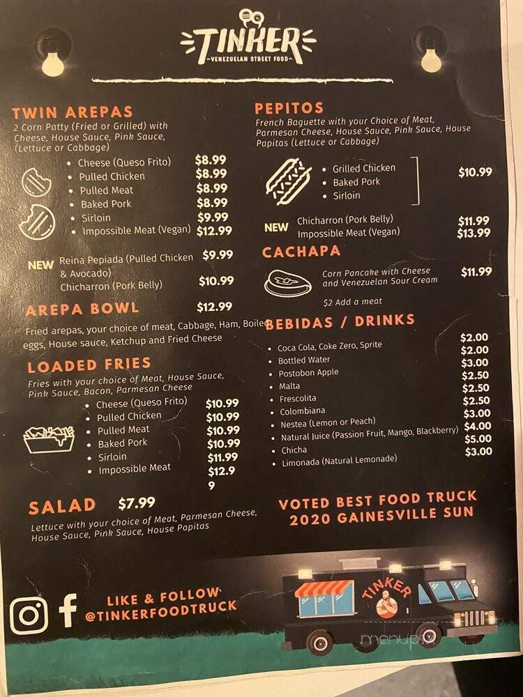 Tinker Food Truck - Gainesville, FL menu_pic