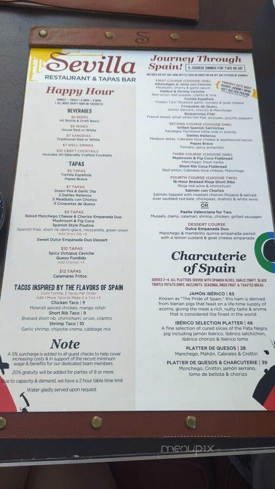 Sevilla Restaurant & Tapas Bar - Costa Mesa, CA menu_pic