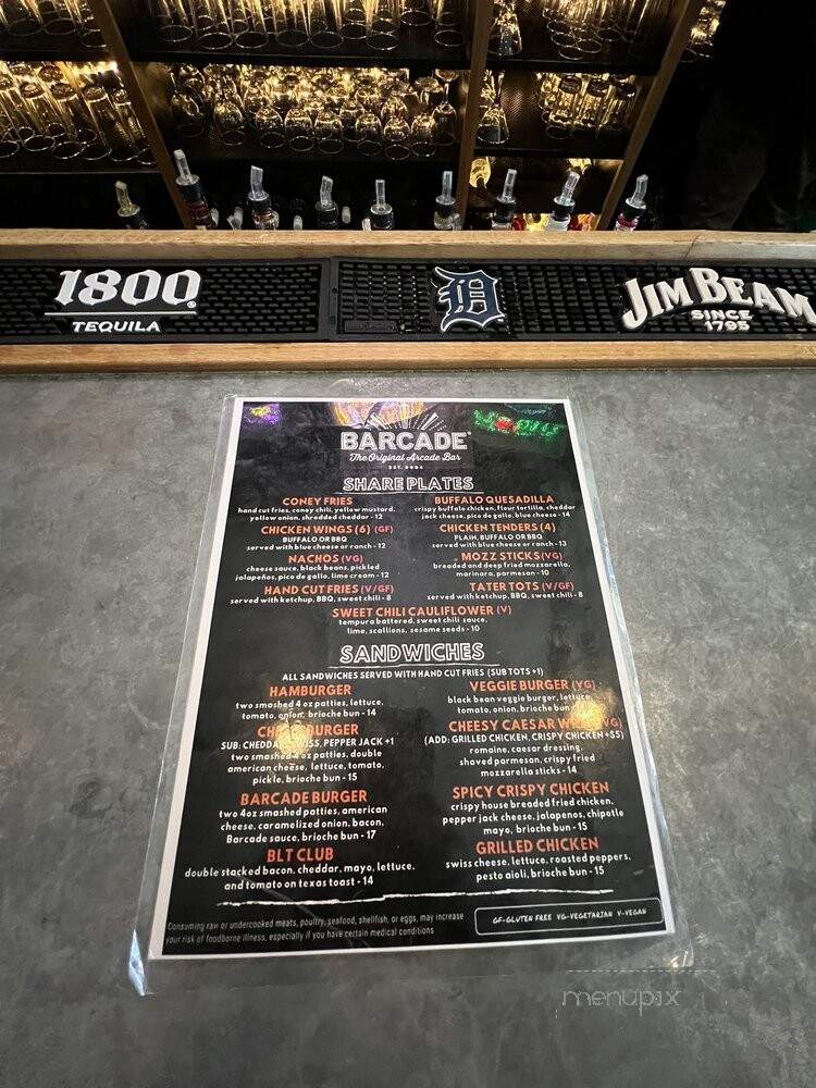 Barcade - Detroit, MI menu_pic