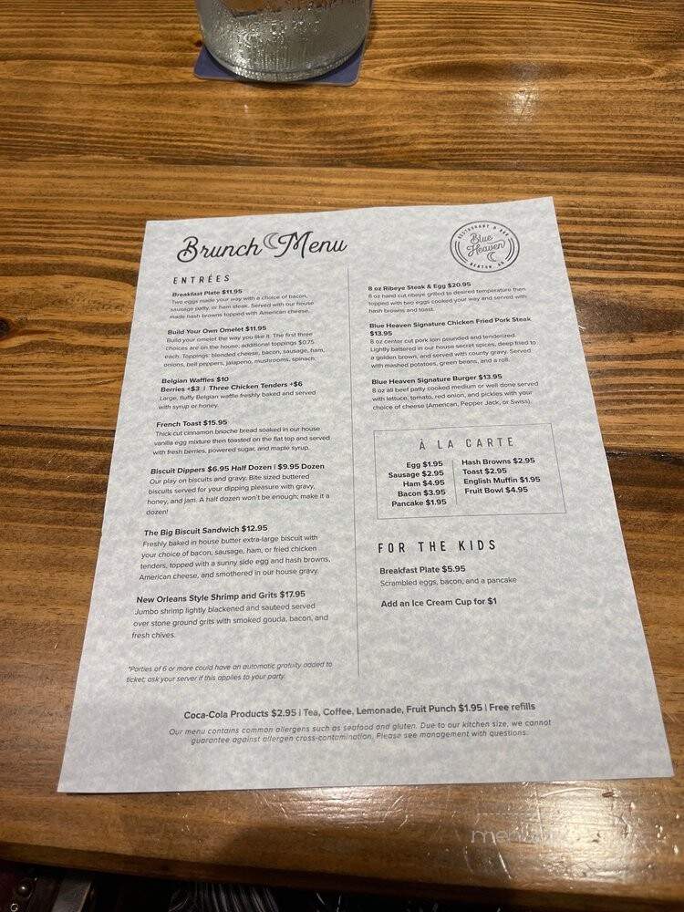 Blue Heaven - Benton, AR menu_pic