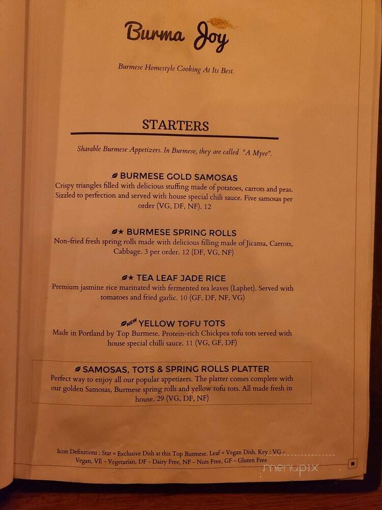 Burma Joy - Portland, OR menu_pic