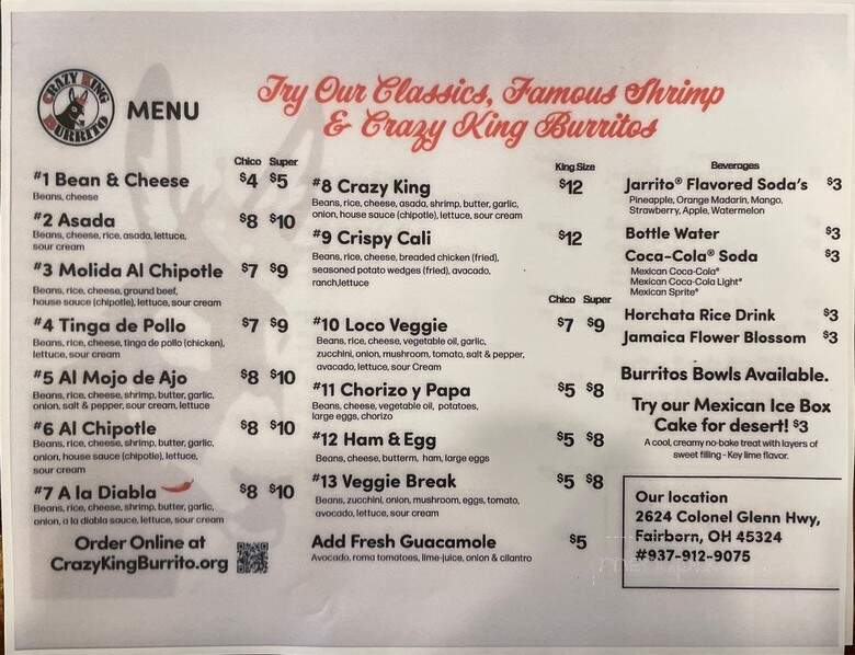 Crazy King Burrito - Fairborn, OH menu_pic