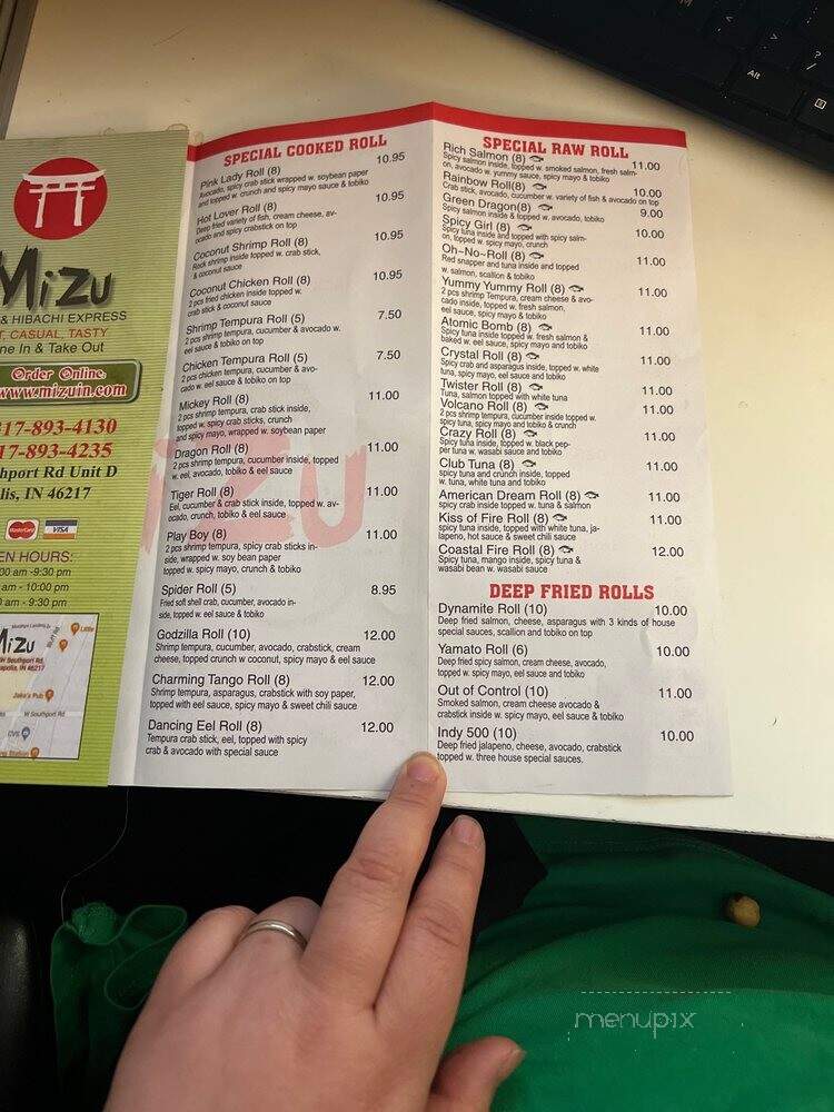 Mizu Sushi & Hibachi Express - Indianapolis, IN menu_pic