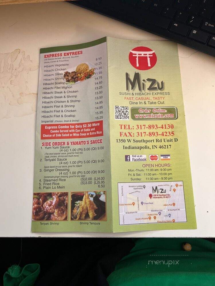 Mizu Sushi & Hibachi Express - Indianapolis, IN menu_pic