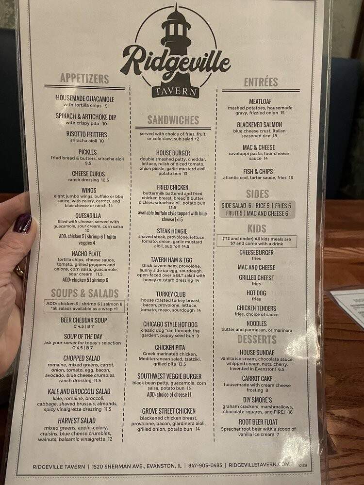 Ridgeville Tavern - Evanston, IL menu_pic