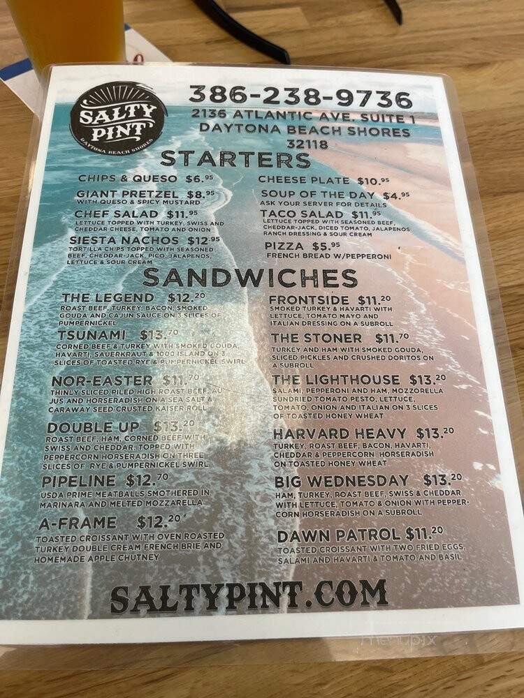 Salty Pint - Daytona Beach Shores, FL menu_pic