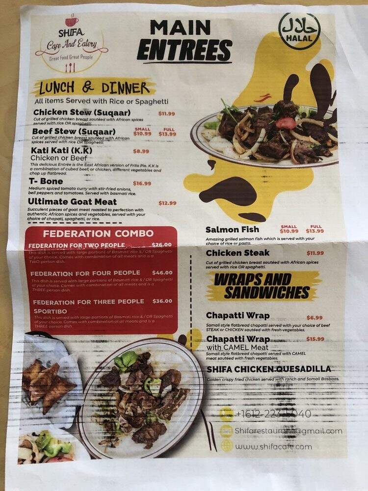 Shifa Restaurant - Minneapolis, MN menu_pic