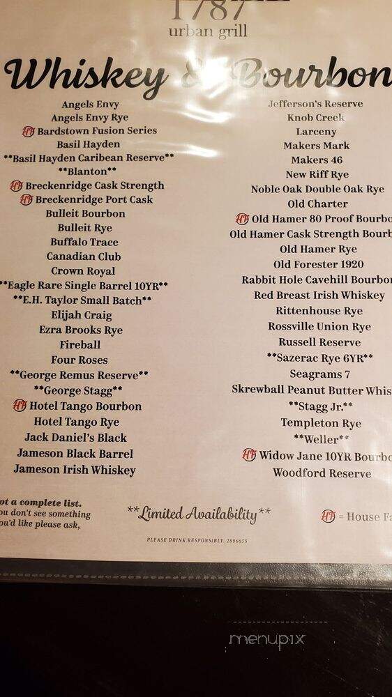 Barrel 1787 Urban Grill - Indianapolis, IN menu_pic