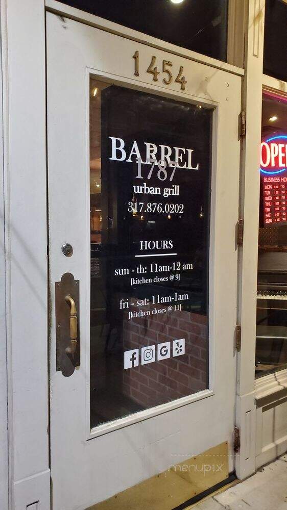 Barrel 1787 Urban Grill - Indianapolis, IN menu_pic