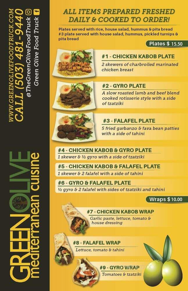 Green Olive Food Truck - Hillsboro, OR menu_pic