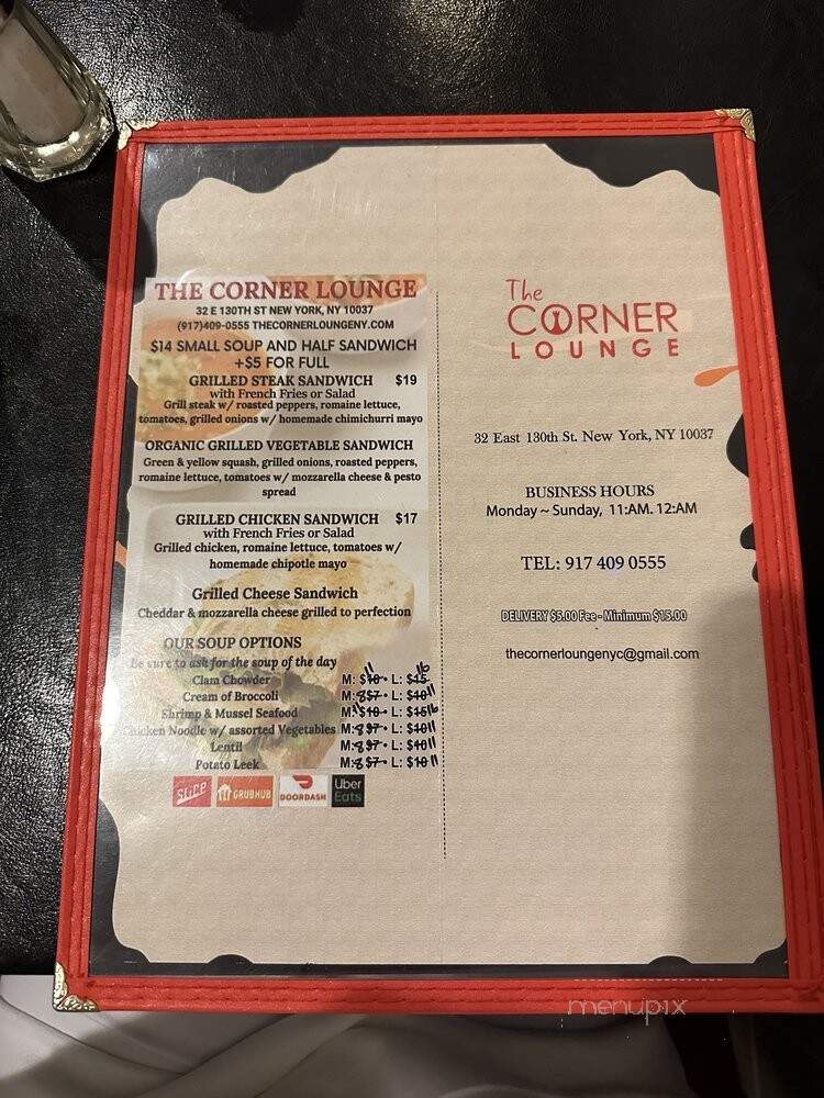 The Corner Lounge - New York, NY menu_pic