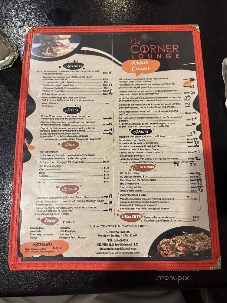 The Corner Lounge - New York, NY menu_pic