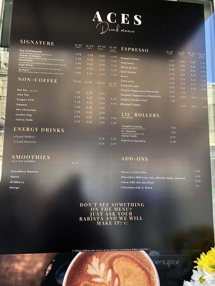 Aces Barista - Portland, OR menu_pic
