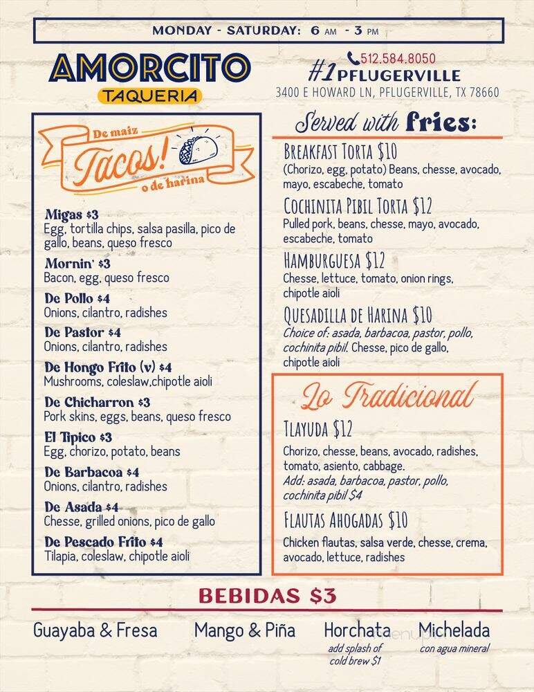 Amorcito Taqueria - Pflugerville, TX menu_pic